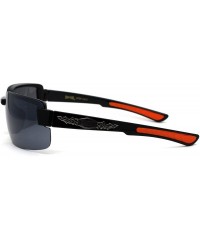 Rimless Mens Biker Exposed Lens Rectangular Motorcycle Sunglasses - Black Orange Black - CA195E8TCKW $13.10