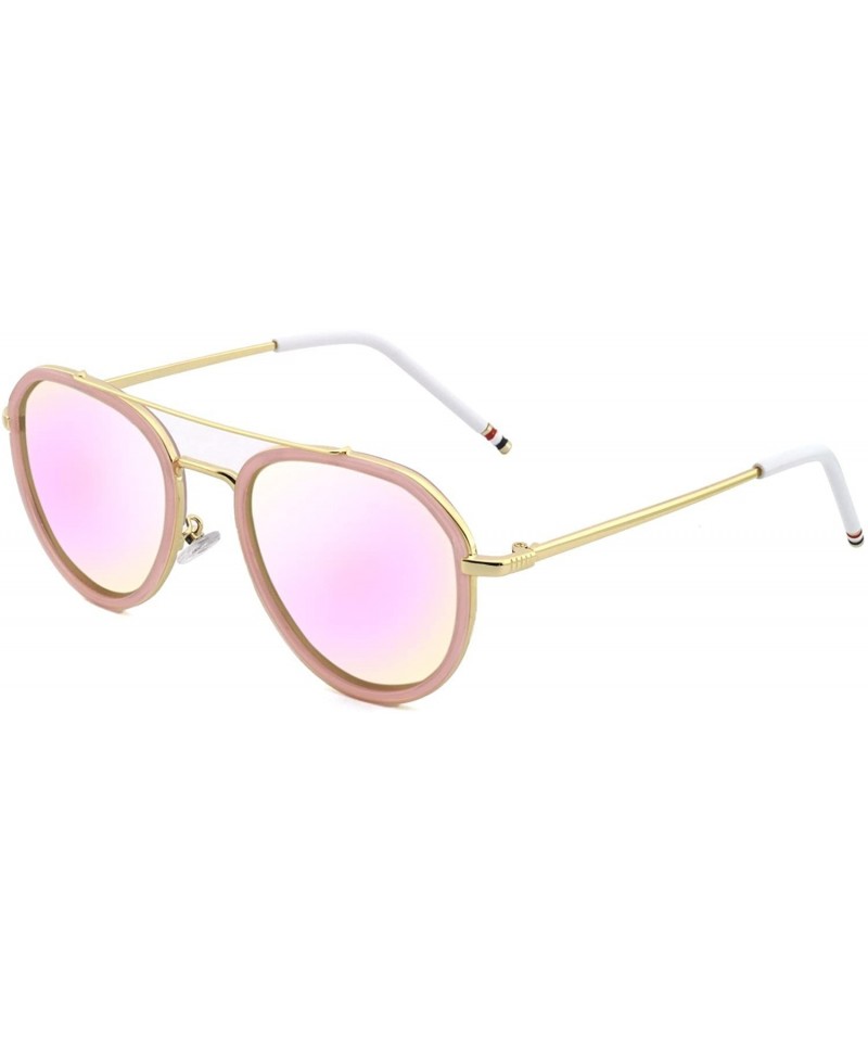 Round Stylish Polarized Sunglasses 100% UV Protection For Women - F-pink - CS18GO4HUS7 $8.67