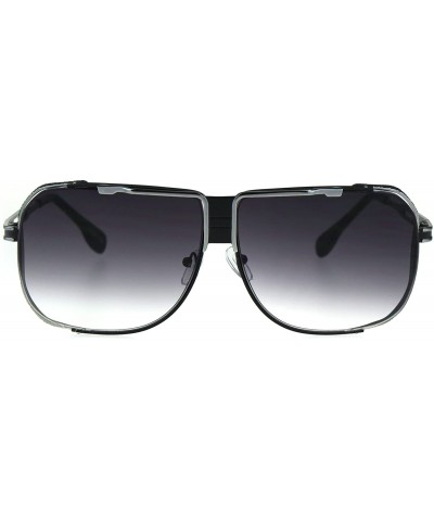 Oversized Mens Gradient Lens Retro Oversize Pilot Racer Sunglasses Silver Smoke - CE17AA3LQT9 $27.00