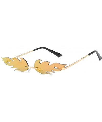 Rimless Unisex Trendy Stylish Flame Shape Clear Lens Sunglasses Unbreakable Frame UV Protection Flat Lens Eyewear - C518TD3E7...