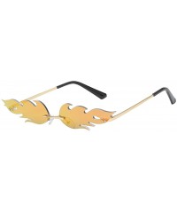 Rimless Unisex Trendy Stylish Flame Shape Clear Lens Sunglasses Unbreakable Frame UV Protection Flat Lens Eyewear - C518TD3E7...