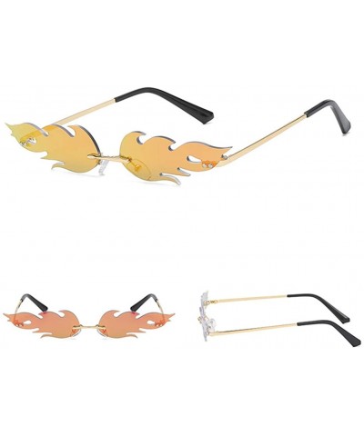 Rimless Unisex Trendy Stylish Flame Shape Clear Lens Sunglasses Unbreakable Frame UV Protection Flat Lens Eyewear - C518TD3E7...