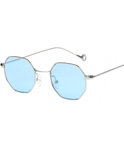 Aviator Unisex Sunglasses - Women Men Fashion Irregularity Metal Frame Glasses Classic Sunglasses (Blue) - Blue - CC18E4Q6YMS...