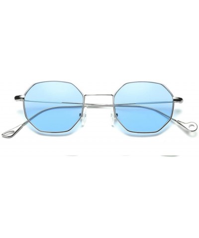 Aviator Unisex Sunglasses - Women Men Fashion Irregularity Metal Frame Glasses Classic Sunglasses (Blue) - Blue - CC18E4Q6YMS...