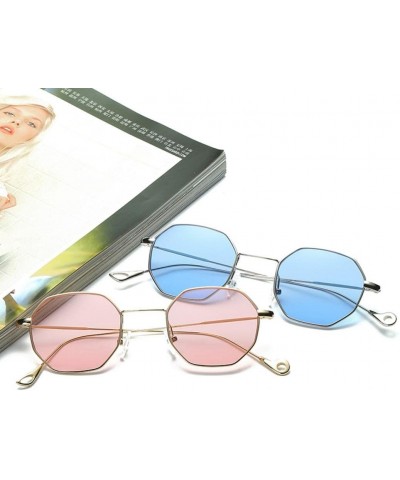 Aviator Unisex Sunglasses - Women Men Fashion Irregularity Metal Frame Glasses Classic Sunglasses (Blue) - Blue - CC18E4Q6YMS...