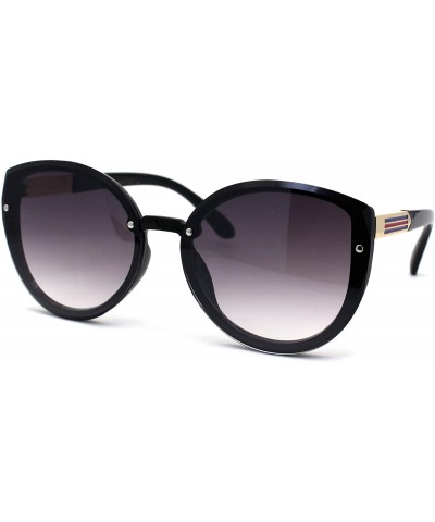 Oversized Womens Luxury Designer Fashion Oversize Round Cat Eye Sunglasses - Black Gold Smoke - C6197ELQAE9 $10.85