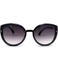 Oversized Womens Luxury Designer Fashion Oversize Round Cat Eye Sunglasses - Black Gold Smoke - C6197ELQAE9 $10.85