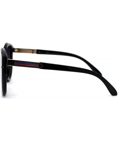 Oversized Womens Luxury Designer Fashion Oversize Round Cat Eye Sunglasses - Black Gold Smoke - C6197ELQAE9 $10.85