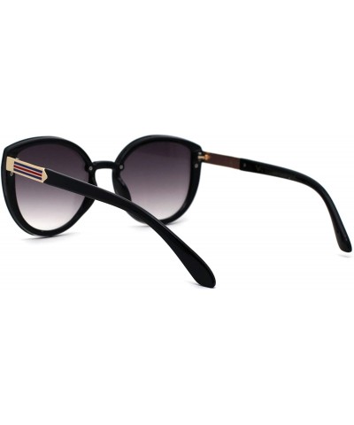 Oversized Womens Luxury Designer Fashion Oversize Round Cat Eye Sunglasses - Black Gold Smoke - C6197ELQAE9 $10.85