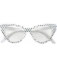 Cat Eye Vintage Cat Eye Clear Lens Sunglasses White Dots Frame OWL - C9127CQ51VT $11.24