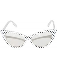 Cat Eye Vintage Cat Eye Clear Lens Sunglasses White Dots Frame OWL - C9127CQ51VT $11.24