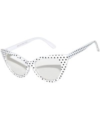 Cat Eye Vintage Cat Eye Clear Lens Sunglasses White Dots Frame OWL - C9127CQ51VT $11.24