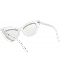 Cat Eye Vintage Cat Eye Clear Lens Sunglasses White Dots Frame OWL - C9127CQ51VT $11.24