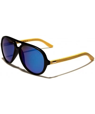 Aviator Wood Polarized Sunglasses - WD-2010-CM-POL - Color 05 - CU196CONLQ9 $36.64