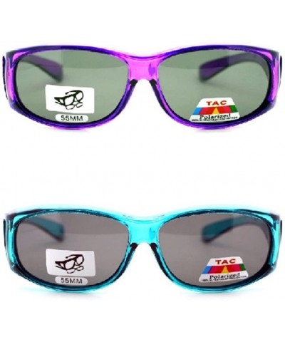 Square 2 Extra Small Polarized Fit Over Sunglasses Wear Over Eyeglasses - Purple / Teal - CG12LMD5OK1 $42.82