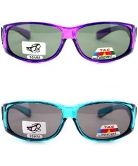 Square 2 Extra Small Polarized Fit Over Sunglasses Wear Over Eyeglasses - Purple / Teal - CG12LMD5OK1 $17.94