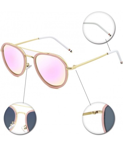 Round Stylish Polarized Sunglasses 100% UV Protection For Women - F-pink - CS18GO4HUS7 $19.44