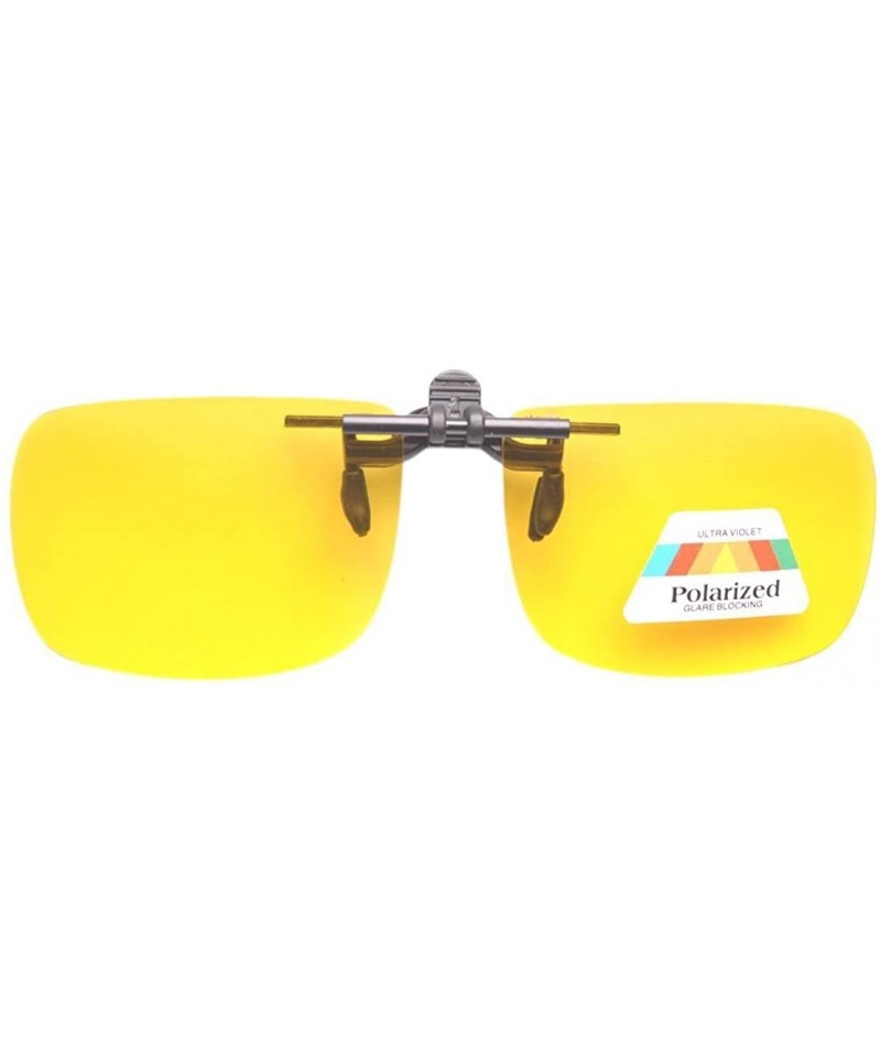 Rectangular Polarized Flip up Sunglasses Clip on - Yellow - CV11Y08F8L1 $10.46