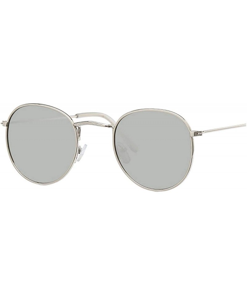 Oversized New Brand Designer Vintage Oval Sunglasses Women Retro Clear Lens Eyewear Round Sun Glasses - Silver Silver - CC198...