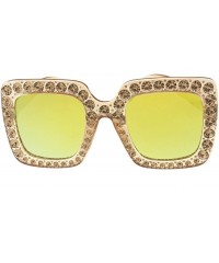 Square High Octane Collection"Ayia" Thick Square Frame Gem Stone Sunglasses - Beige - CO18GYHGU50 $9.62