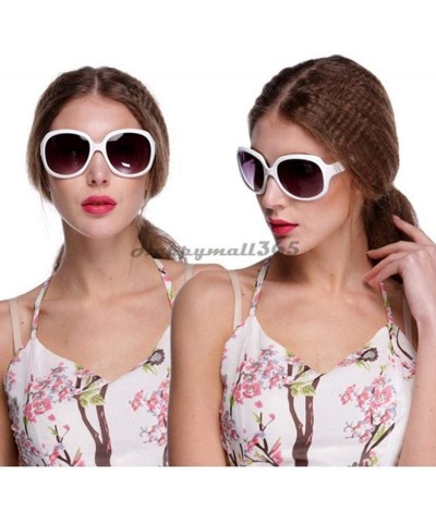 Oval Women Retro Style Anti-UV Sunglasses Big Frame Fashion Sunglasses Sunglasses - White - C318R6XC58N $8.88