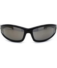 Sport Flaming Arm Biker Warp Plastic Frame Narrow Sunglasses Brown Orange Gold Mirror - CI194KQ70WG $23.99