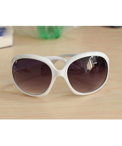 Oval Women Retro Style Anti-UV Sunglasses Big Frame Fashion Sunglasses Sunglasses - White - C318R6XC58N $8.88