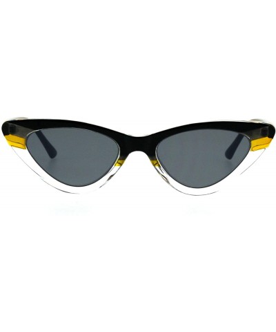 Cat Eye Womens 2-Tone Retro Vintage Cat Eye Gothic Narrow Plastic Sunglasses - Black Yellow Black - CM18H4MK84W $18.05