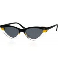 Cat Eye Womens 2-Tone Retro Vintage Cat Eye Gothic Narrow Plastic Sunglasses - Black Yellow Black - CM18H4MK84W $11.87