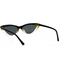 Cat Eye Womens 2-Tone Retro Vintage Cat Eye Gothic Narrow Plastic Sunglasses - Black Yellow Black - CM18H4MK84W $11.87