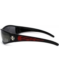 Sport Flaming Arm Biker Warp Plastic Frame Narrow Sunglasses Brown Orange Gold Mirror - CI194KQ70WG $14.02