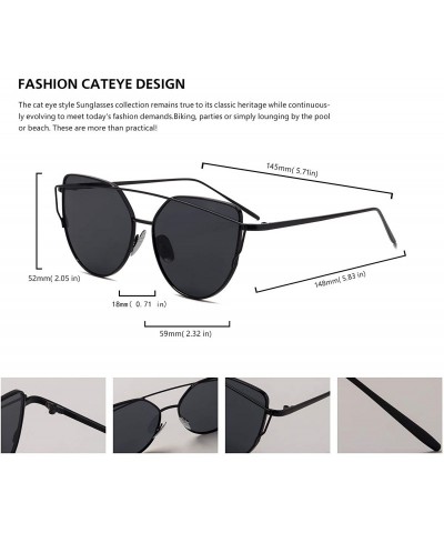 Oversized Cat Eye Mirrored Flat Lenses Metal Frame Sunglasses for Women Retro Fashion Sun glasses Shades - CR18OSGRNNZ $11.16