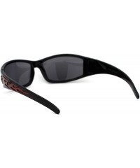 Sport Flaming Arm Biker Warp Plastic Frame Narrow Sunglasses Brown Orange Gold Mirror - CI194KQ70WG $23.99