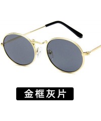 Shield Fashion Classical Metal Oval Eye Women Retro Yellow Luxury Mirror Round Sunglasses Vintage Lens Sun Glasses - Red - CV...