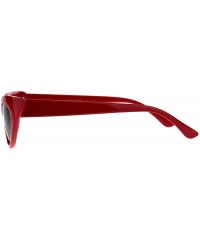 Cat Eye Womens Futuristic Retro Narrow Goth Cat Eye Plastic Sunglasses - Red - CQ18DSUR3W8 $18.38
