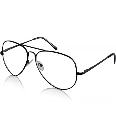 Sport Aviator Glasses Oversized Metal Frame Clear Lens UV400 Protection - 1 Clear Lens - Gun Metal Frame - C21853LCH5X $18.54