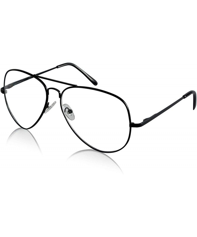 Sport Aviator Glasses Oversized Metal Frame Clear Lens UV400 Protection - 1 Clear Lens - Gun Metal Frame - C21853LCH5X $18.30