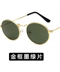 Shield Fashion Classical Metal Oval Eye Women Retro Yellow Luxury Mirror Round Sunglasses Vintage Lens Sun Glasses - Red - CV...