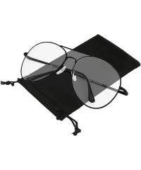 Sport Aviator Glasses Oversized Metal Frame Clear Lens UV400 Protection - 1 Clear Lens - Gun Metal Frame - C21853LCH5X $18.54
