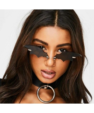 Rimless Funny Bat Shape Retro Sunglasses Vintage Irregular Unisex Fashion Shades Sunglasses Personality Eyewear - D - CG190NC...