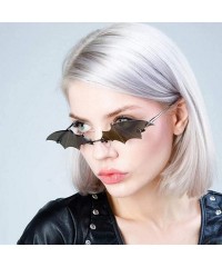 Rimless Funny Bat Shape Retro Sunglasses Vintage Irregular Unisex Fashion Shades Sunglasses Personality Eyewear - D - CG190NC...