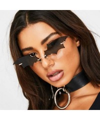 Rimless Funny Bat Shape Retro Sunglasses Vintage Irregular Unisex Fashion Shades Sunglasses Personality Eyewear - D - CG190NC...