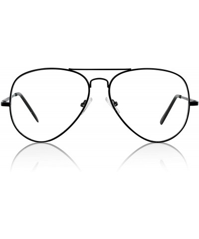 Sport Aviator Glasses Oversized Metal Frame Clear Lens UV400 Protection - 1 Clear Lens - Gun Metal Frame - C21853LCH5X $18.54