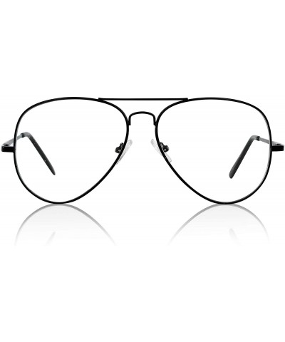 Sport Aviator Glasses Oversized Metal Frame Clear Lens UV400 Protection - 1 Clear Lens - Gun Metal Frame - C21853LCH5X $18.30