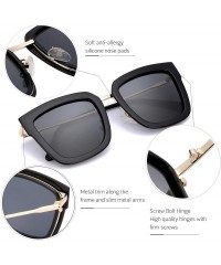 Oval Fashion Cat Eye Mirror Sunglasses Women Polarized UV Protection Stylish Design - Black Frame/Grey Polarized Lens - C518Q...