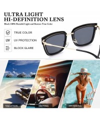 Oval Fashion Cat Eye Mirror Sunglasses Women Polarized UV Protection Stylish Design - Black Frame/Grey Polarized Lens - C518Q...
