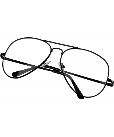 Sport Aviator Glasses Oversized Metal Frame Clear Lens UV400 Protection - 1 Clear Lens - Gun Metal Frame - C21853LCH5X $18.30