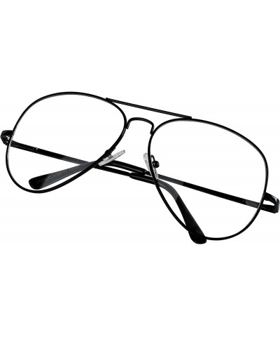 Sport Aviator Glasses Oversized Metal Frame Clear Lens UV400 Protection - 1 Clear Lens - Gun Metal Frame - C21853LCH5X $10.98