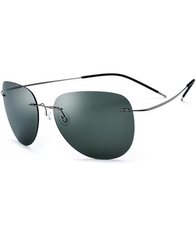Rimless 100% Real Titanium No Screw Rimless Polarized Sunglasses For Men Women Ultralight - CV185HGRQ60 $47.27