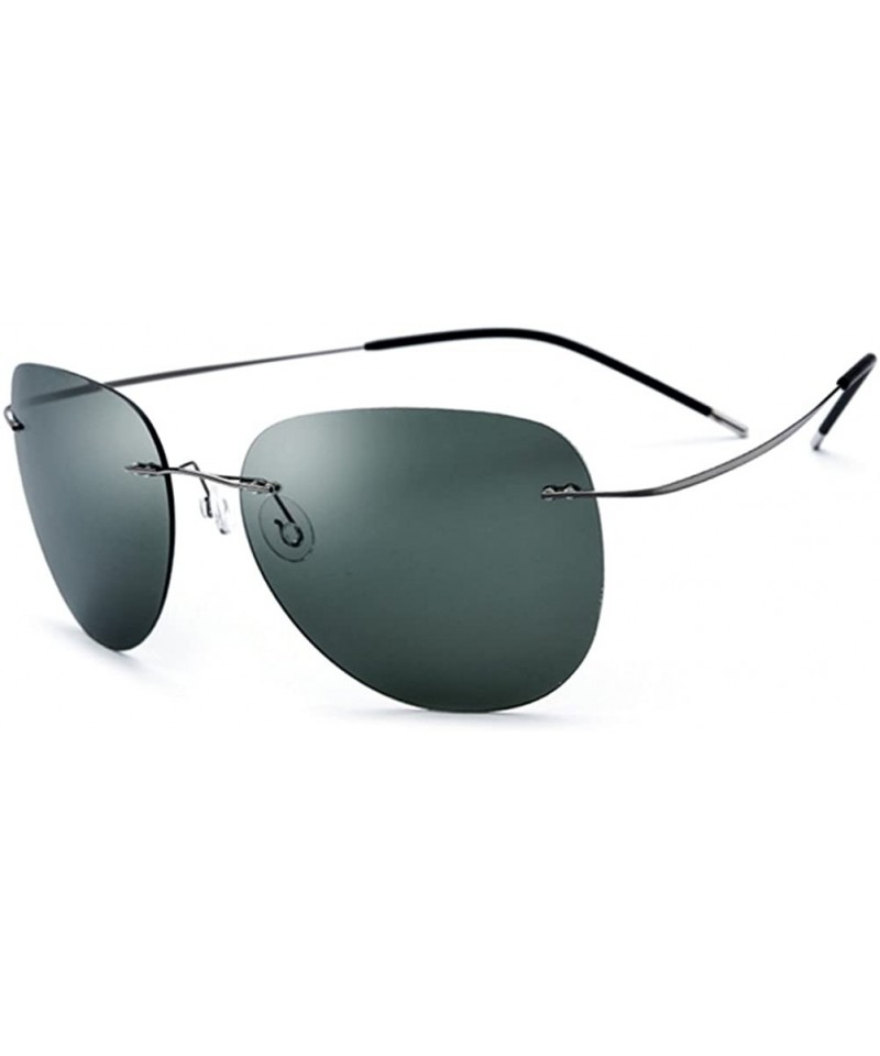 Rimless 100% Real Titanium No Screw Rimless Polarized Sunglasses For Men Women Ultralight - CV185HGRQ60 $31.73